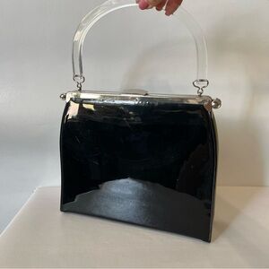 Vintage Black Patent Pocketbook 2 in 1